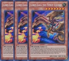 Yugioh - Lord Gaia the Fierce x 3 - 1st Edition Secret Rare NM - Free Holo Card