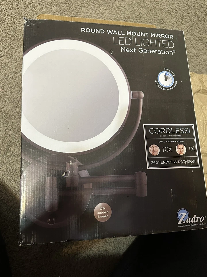 Zadro LED Wall Mounted Makeup Mirror w/ 1X or 10X Magnification & Extendable Arm - Image 3 of 4