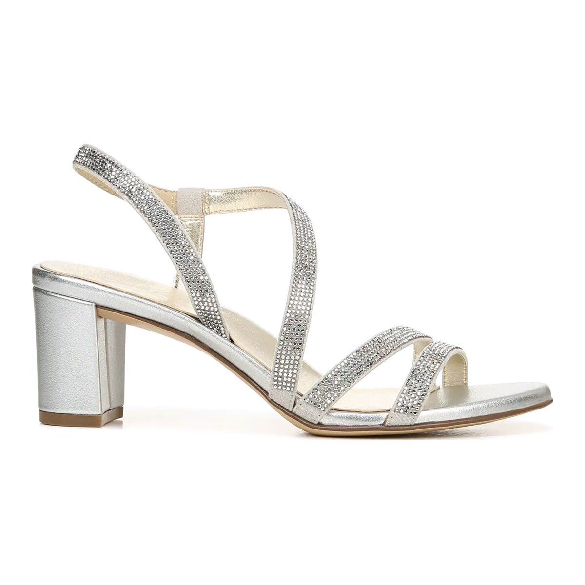Naturalizer Vanessa Silver Microfiber Heeled Sandals