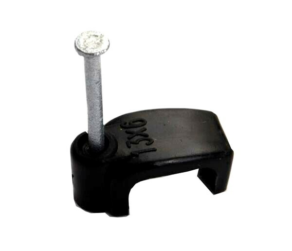 CCTV SHOTGUN CABLE CLIPS UNIFIX RG59+2 4.0MM WIRE FLAT BLACK BOX 100