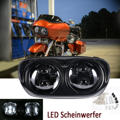LED Dual Hi/Lo Scheinwerfer E-Geprüft Für Harley Road Glide Motorrad  1998-2013