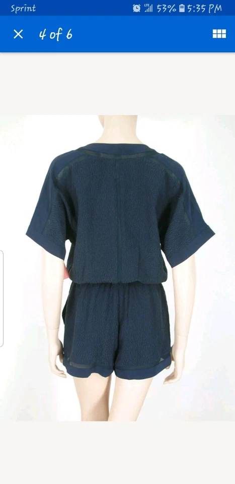 Twelfth Street by Cynthia Vincent V-Neck Romper Shorts Jumper Indigo Blue P NWT  - Image 4 of 4