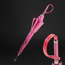 Pink Double Cloth Umbrella with Crystals and Designer Handle for Women
