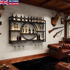 Wall Mounted Wine Rack with LED Lighting Wine Glass Holder Metal 100/120/140CM