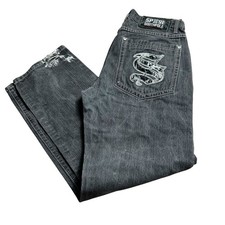 Vintage Y2K Southpole Jeans Gray Black Baggy Grunge Skate 36 33 x32.5 READ
