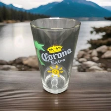 Corona Extra Beer Bar Glass 16 fl oz Palm Tree and Sun Design