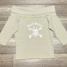 Camisa Harley Davidson Fuera del Hombro a Rayas Top Road Queen Logo Y2K Para Mujer M
