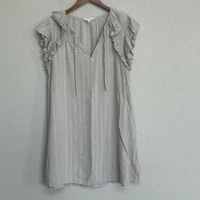 GRADE & GATHER Women’s Beige Ruffle Sleeve Tunic Dress Size Medium Lightweight