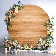 7.2FT Wood Grain Round Arch Backdrop Cover for 7/7.2ft Circle Stand,..