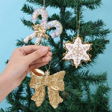 Christmas Bow Ornaments for Christmas Tree Decorations Champagne Shiny Wreath Bo