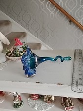 Hand Blown Art Glass Flower Blossom Cobalt Bl...