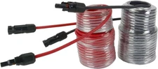 TEMCo 50' Red + Black 10 10 AWG Solar Cable, 50 Feet + 50 