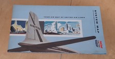 Vintage 1956 United Airlines System Fold Out Map Jeppesen