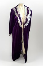 Vintage Lara Dee Purple Velour Robe Boudoir Glam Hollywood Medium USA Maxi