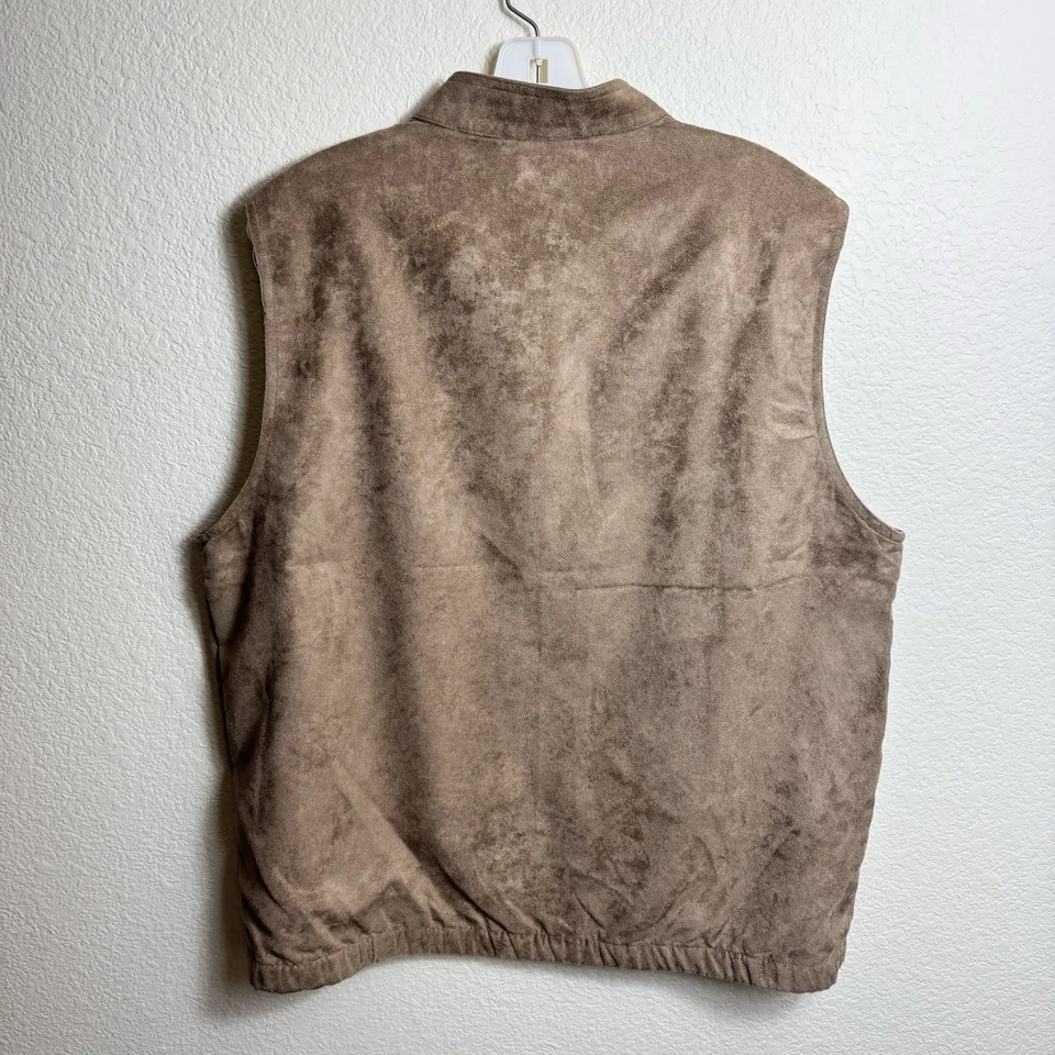 Chaleco de golf Monterey Club para hombre imitación gamuza talla M marrón desierto sauce cremallera completa Foto 2 de 4