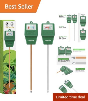 Eco-Friendly Soil Moisture and pH Meter with Clear Display   No Battery Needed
