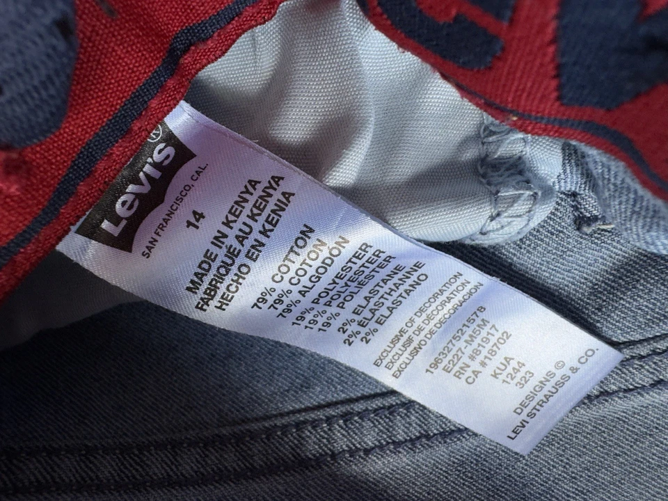 Jeans Levi's 511 Elastizados Rojo Cintura Denim Azul Talla 14 Regular Foto 3 de 4