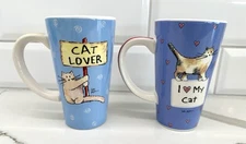 LOT OF 2 Tumbleweed Pottery Cat Lover Coffee Cup / Mugs, Linda Grayson Design