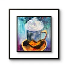 6”x6”  Oil on Canvas Panel Original Hot Chocolate Christmas  Mug Kitchen Art