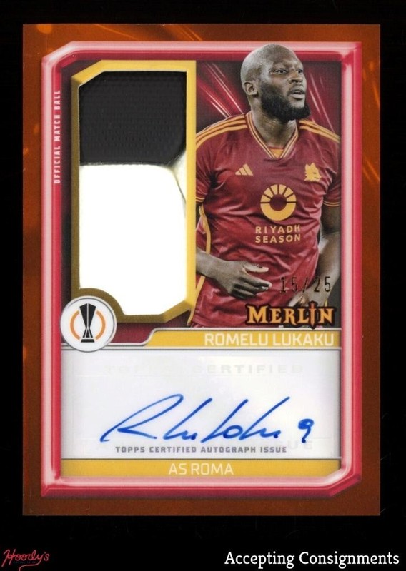 2023-24 Merlin UEFA Club Orange Refractor Romelu Lukaku MATCH USED BALL AUTO /25