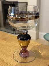 Beautiful Paul Nagel Brand Germany Enamel Gold Painted Wine Art Glass Hand Blown