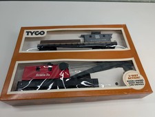 Tyco HO Scale Operating Crane Car w/ Boom Tender Set Santa Fe READ