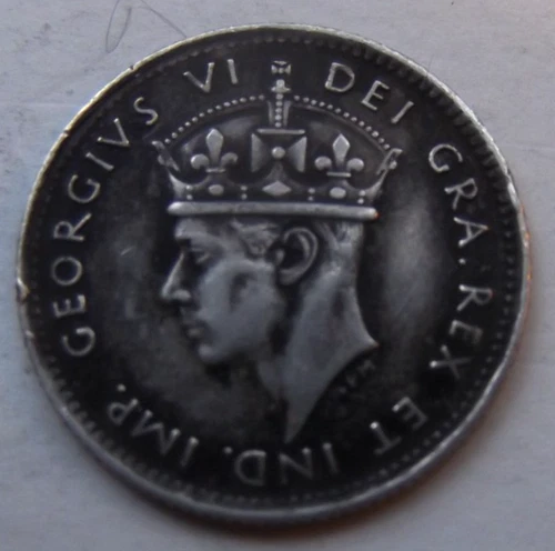 Newfoundland 1944 5 cent 80%silver .03 troy oz silver content  XF KM# 19a george