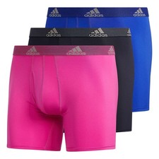 NIB Adidas Men Performance Boxer Brief Underwear 3 Pack , BLACK/BLUE/PINK. 5"