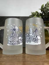 2 Trierer Weihnachts Market Frosted Glass Tankards  Mohaba Christmas Beer Mug