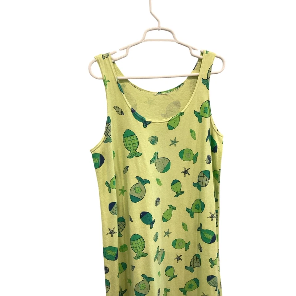 Maxi Vestido De Colección Fresh Produce Para Mujer 1X Verde Fish Resort Playa Años 90 Y2K Colorido Foto 4 de 4