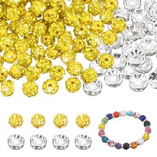 100 Pcs 6mm Rhinestone Spacer Beads for Jewelry Making, Lemon Yellow