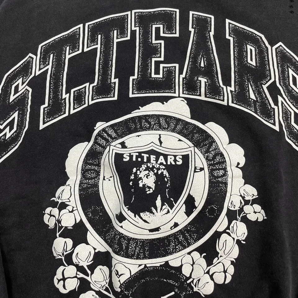 Ropa de calle Saint Michael X Denim Tears cuello redondo 'negro' de algodón de calidad para hombre Foto 4 de 4