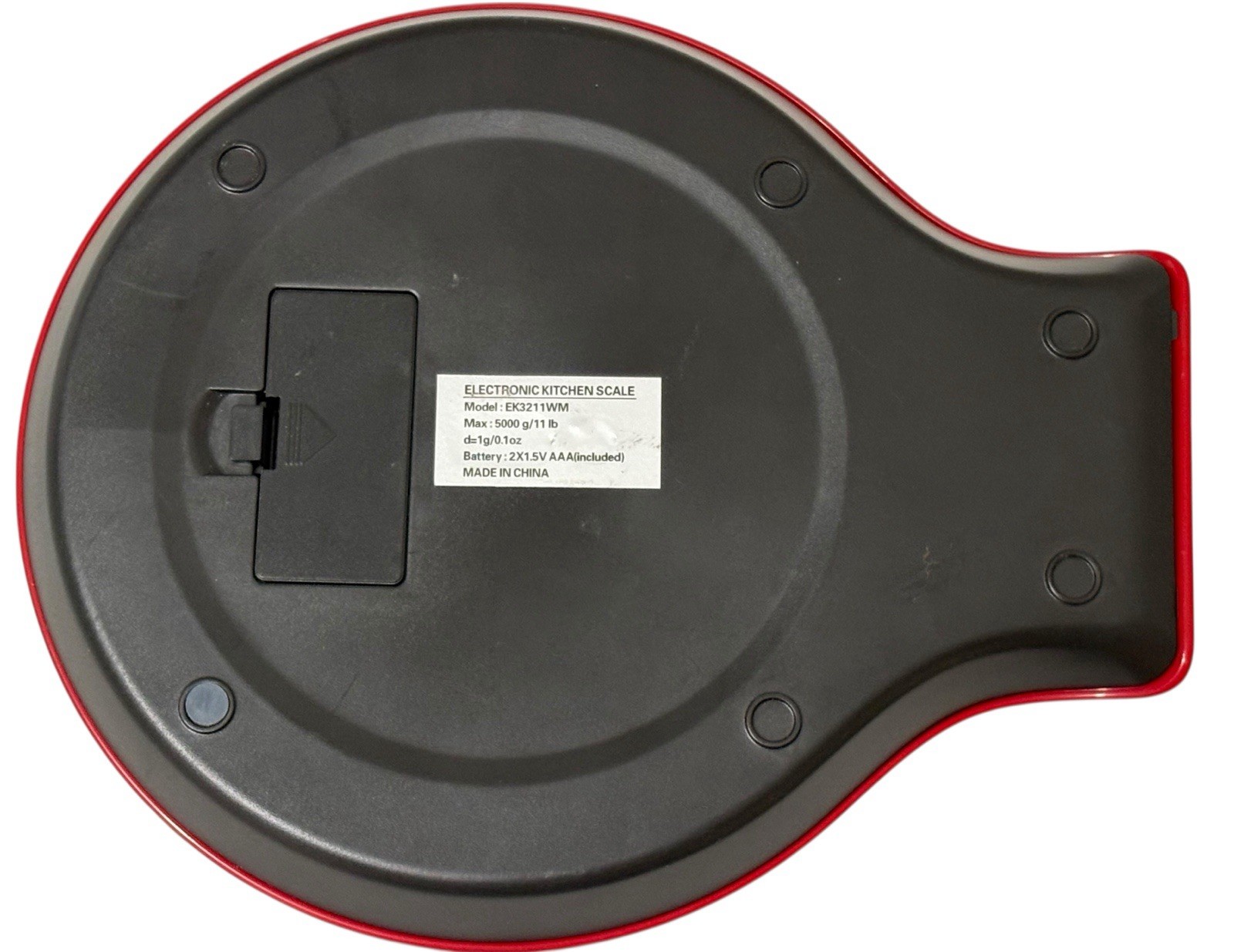 Red Electronic Kitchen Scale Model# EK3211WM 5000 G / 11 Lb 2X 1.5V AAA