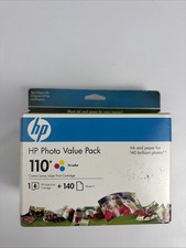 HP 110 Photo Value Pack Ink Cartridge  140 Sheets 4x6 Glossy Paper NOS