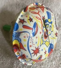 NOISE MAKER VINTAGE METAL CLOWN RED YELLOW BLUE
