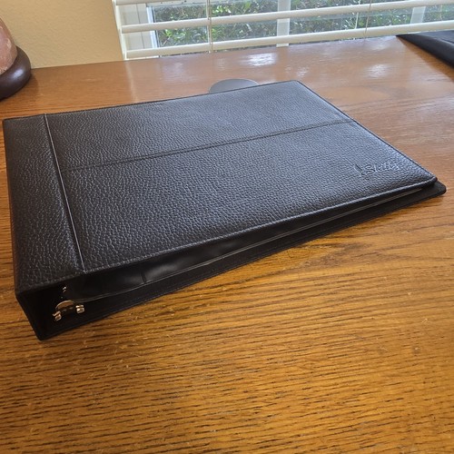 Carpeta de chequera de 7 anillas Business Check, cuero PU negro