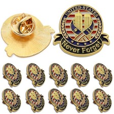 6/Pcs 9-11 Pin Never Forget Commemorative Lapel Pin Bulk - 9/11 lapel pins Septe