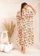 Block Printed Kaftan Robe Soft Cotton Boho Beach Cover Up Indian Cotton Kaftan