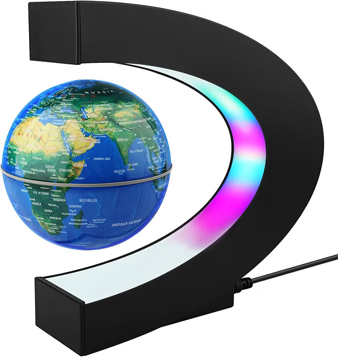 Magnetic Levitation Floating World Map Globe with C Shape Base, Floating Glob...