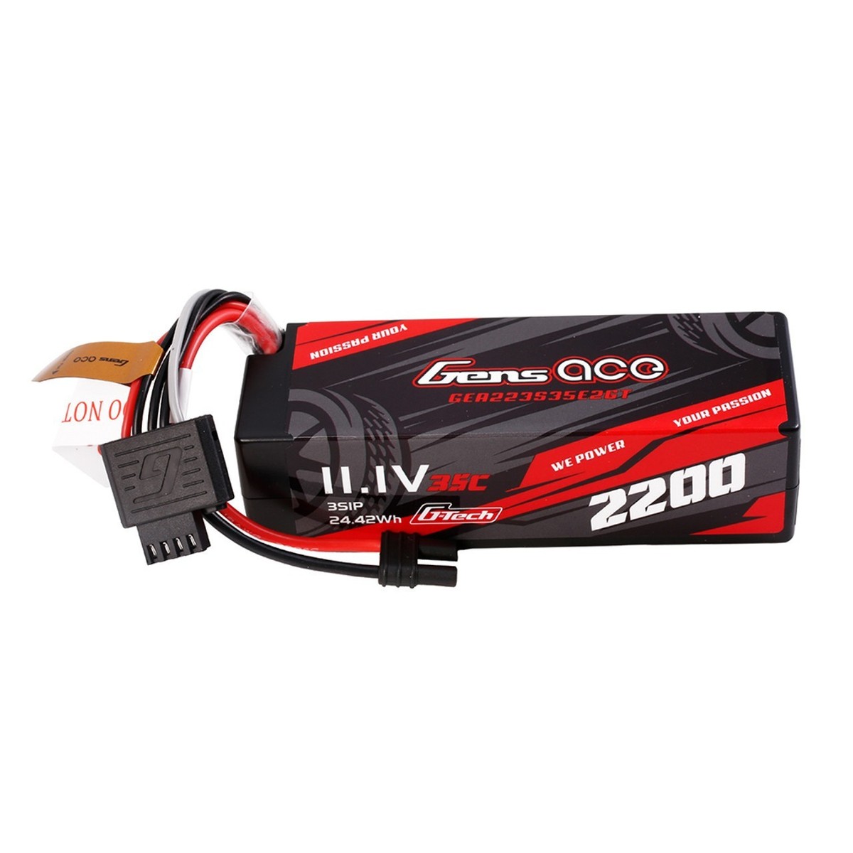 2x Gens ace 2200mAh 3S 35C 11.1V HardCase GTech Lipo Battery Pack