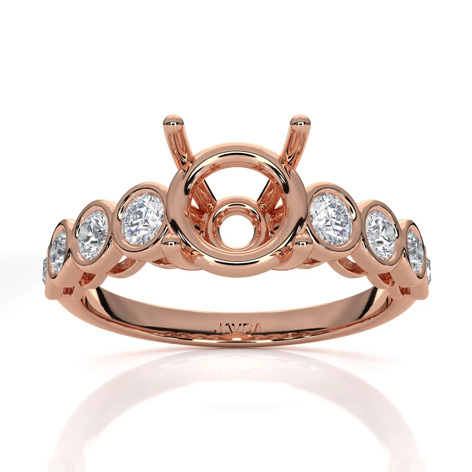 Bezel Setting Semi Mount 8 Stone Brilliant Cut Diamond Engagement Ring 0.32Ct. - Image 3 of 4