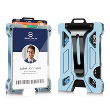 ID Badge Holder with Retractable Clip Credit Card Keychain Wallet Name