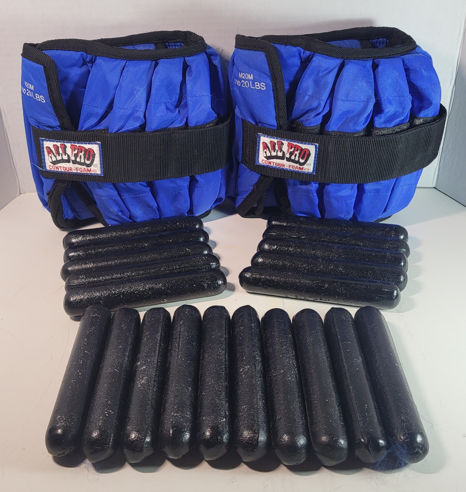 All Pro Contour Foam Pair Of Single 20 LB Adjustable Ankle Weight 1lb To 20lb 