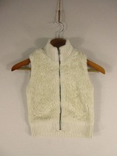 GAP Kids Vest Kids S Sherpa Fleece Zip Front Ivory Sleeveless Rib Collar Hem