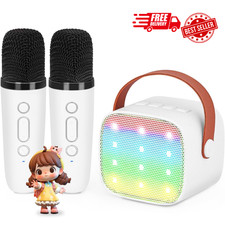 Mini Karaoke Machine with 2 Wireless Microphones for Kids, Kids Toys for Girls A