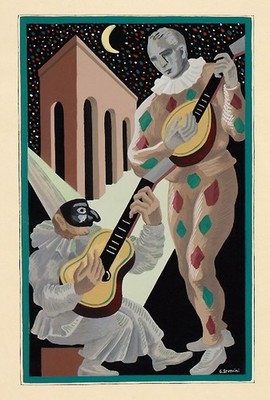 Gino Severini Harlequin Musicians Under Moonlight Art Poster 24x36