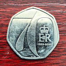UK 2022 Platinum Jubilee 70 Years 1952-2022 50p Coin Elizabeth II Era