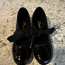 Dance Class T101 Women  s Black Patent Tie Tap Dance Shoes, Size 3