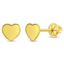 14k Yellow Gold Polished Heart Screw Back Earrings for Little Girls 5mm
