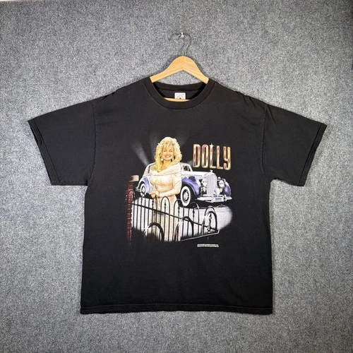 Dolly Parton Shirt Mens XL Black 90s Dollywood 1990s vintage concert t-shirt, vintage, size XL, single stitch, B+ condition